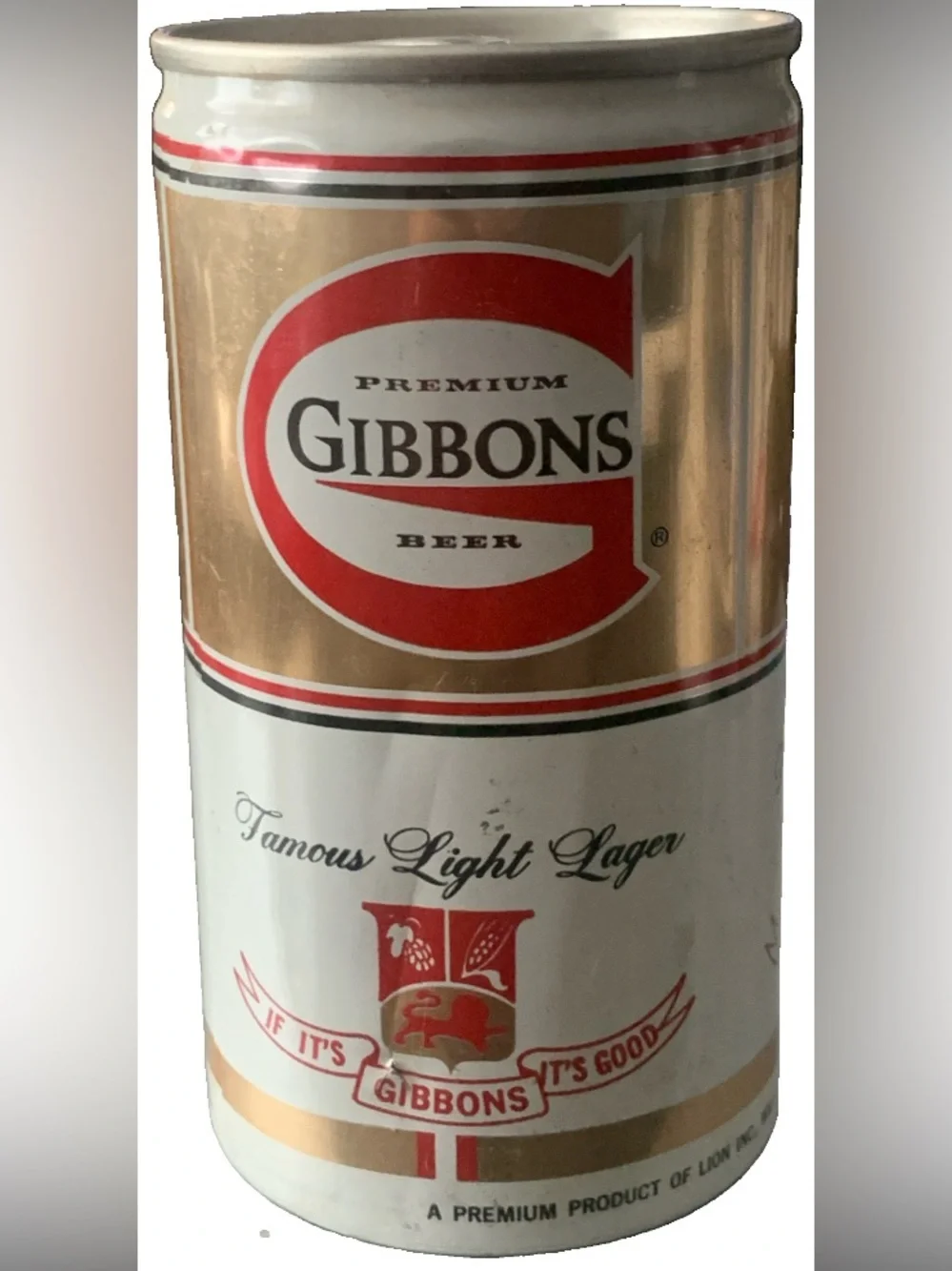 Vintage Beer Can Gibbons Premium Beer Famous Light Beer Pull Tab Empty Aluminum